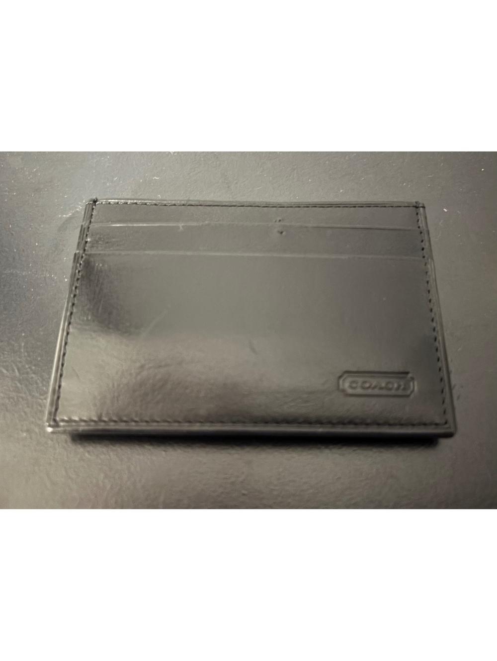 Coach Vintage Black Leather Card Holder Money Clip Wallet with Belt Clip
